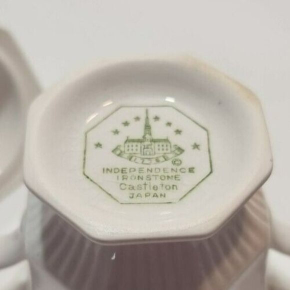 Vtg Independence Ironstone Castleton Japan "Blue Tulip" Sugar Bowl And Creamer - Picture 10 of 13